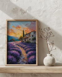 Provence Lavender Field Poster, French Country Decor - Floral Landscape Art