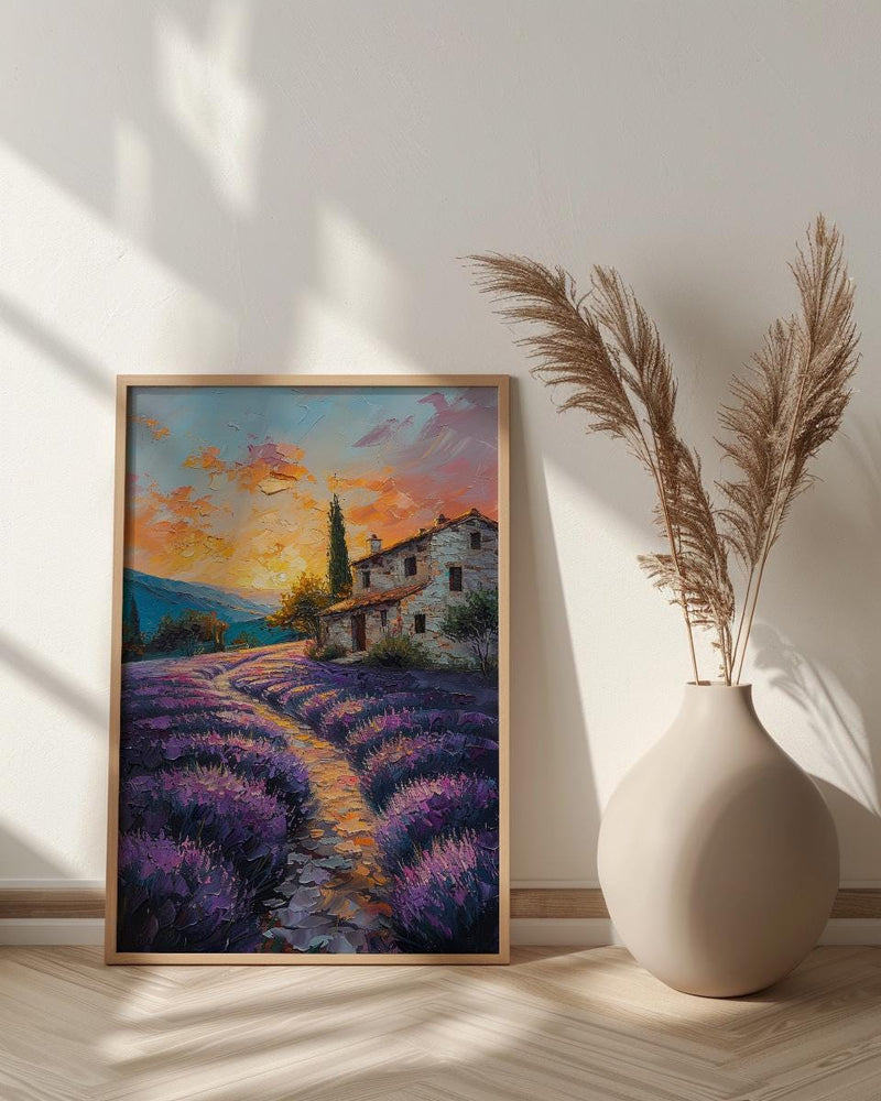 Provence Lavender Field Poster, French Country Decor - Floral Landscape Art