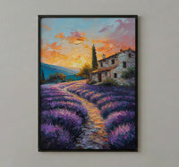 Provence Lavender Field Poster, French Country Decor - Floral Landscape Art