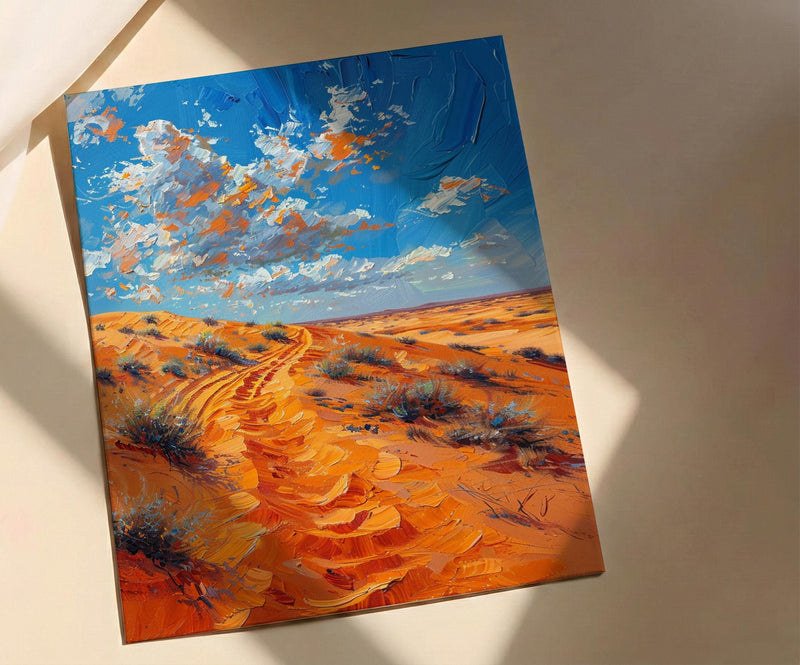 Sahara Desert Poster, Golden Sand Dune Decor - Majestic Landscape Art