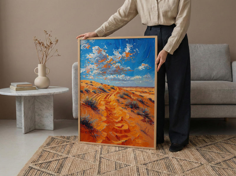 Sahara Desert Poster, Golden Sand Dune Decor - Majestic Landscape Art