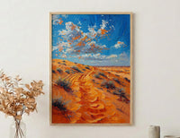 Sahara Desert Poster, Golden Sand Dune Decor - Majestic Landscape Art