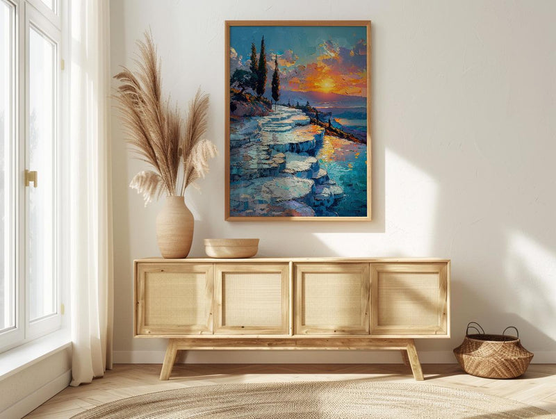 Pamukkale Art Print, Turkey Travel Decor - Thermal Pools Landscape