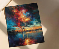 Washington Monument Poster, 4th of July Fireworks Decor - Patriotic City Art