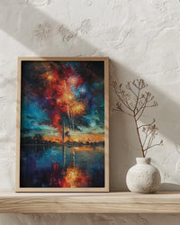 Washington Monument Poster, 4th of July Fireworks Decor - Patriotic City Art