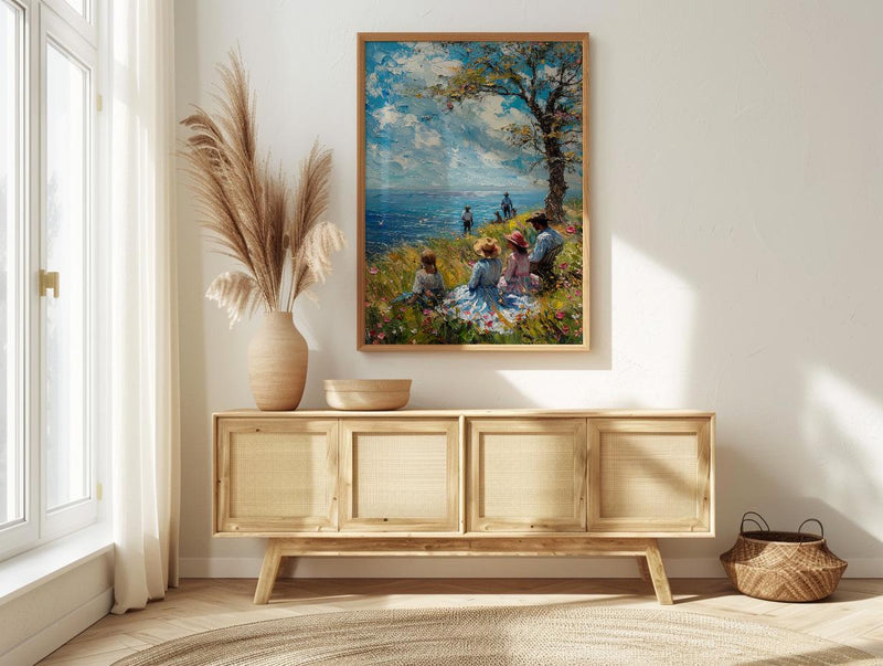 Americana Picnic Art Print, Vintage Summer Decor - Nostalgic 4th of July Landscape