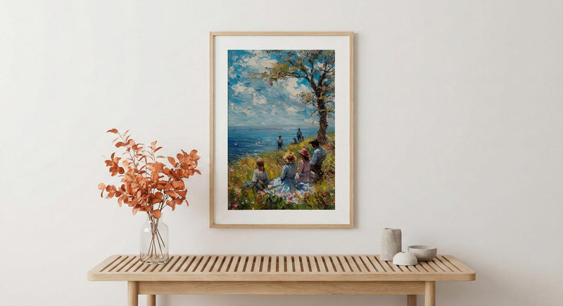 Americana Picnic Art Print, Vintage Summer Decor - Nostalgic 4th of July Landscape