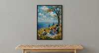 Americana Picnic Art Print, Vintage Summer Decor - Nostalgic 4th of July Landscape