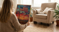 Historic American Flag Art Print, Rustic Fort Decor - Patriotic Twilight Poster