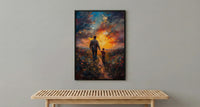 Father And Son Wall Art, Walking Together Decor - Sunset Country Print