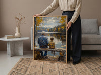 Grandfather And Grandson Poster, Fishing Lake Decor - Grandpa Gift Art