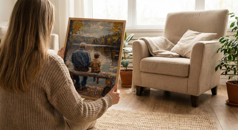 Grandfather And Grandson Poster, Fishing Lake Decor - Grandpa Gift Art