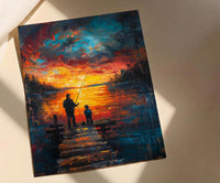 Father And Son Fishing Wall Art, Lake Dock Decor - Rustic Outdoor Print