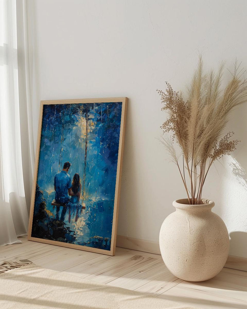 Porch Swing Poster, Father And Child Decor - Summer Storm Landscape Art