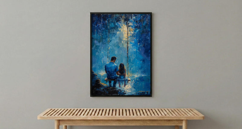 Porch Swing Poster, Father And Child Decor - Summer Storm Landscape Art