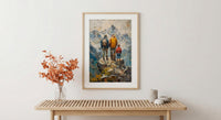 Three Generations Men Art Print, Grandfather Father Son Decor - Mountain Poster