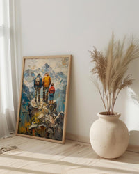 Three Generations Men Art Print, Grandfather Father Son Decor - Mountain Poster