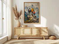 Three Generations Men Art Print, Grandfather Father Son Decor - Mountain Poster