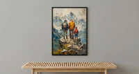 Three Generations Men Art Print, Grandfather Father Son Decor - Mountain Poster