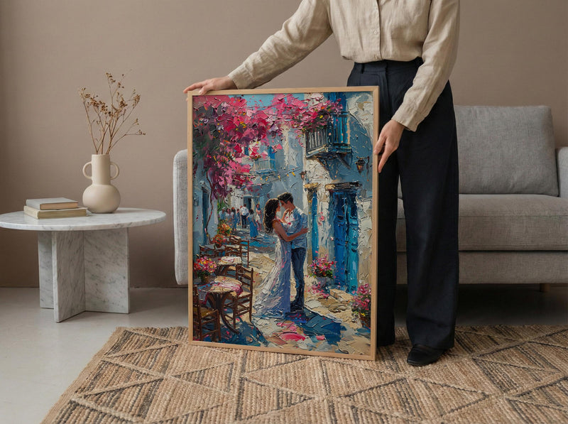 Greek Island Wedding Art, Santorini Decor - Anniversary Gift