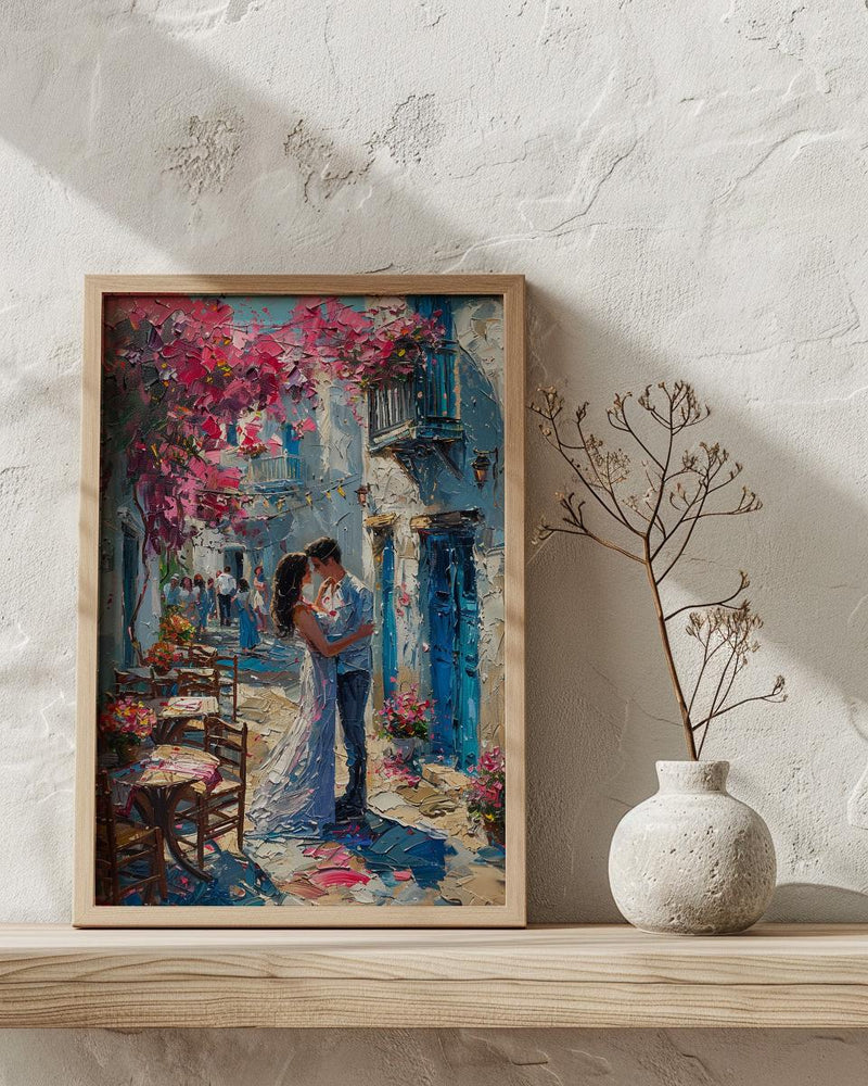 Greek Island Wedding Art, Santorini Decor - Anniversary Gift