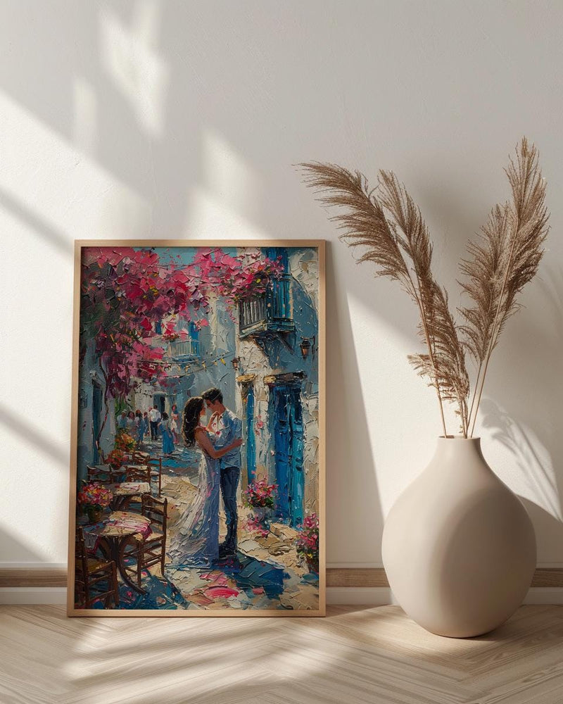 Greek Island Wedding Art, Santorini Decor - Anniversary Gift