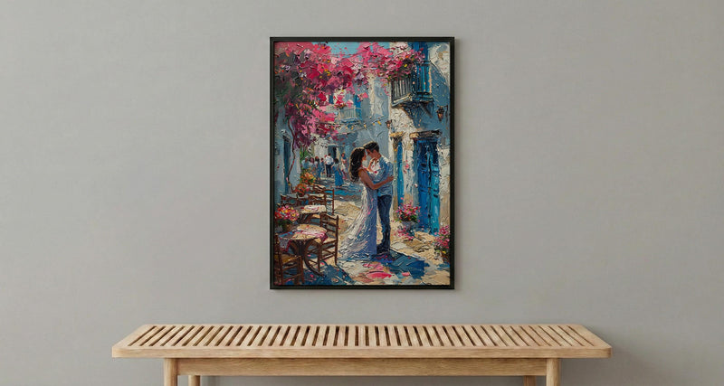 Greek Island Wedding Art, Santorini Decor - Anniversary Gift