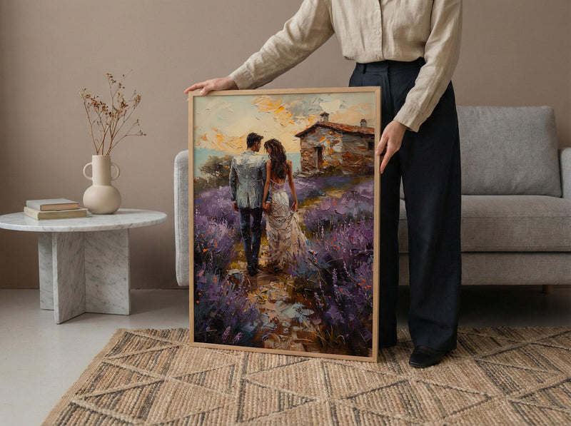 Provence Lavender Field Art, French Honeymoon - Anniversary Gift