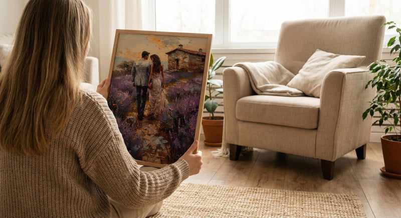 Provence Lavender Field Art, French Honeymoon - Anniversary Gift