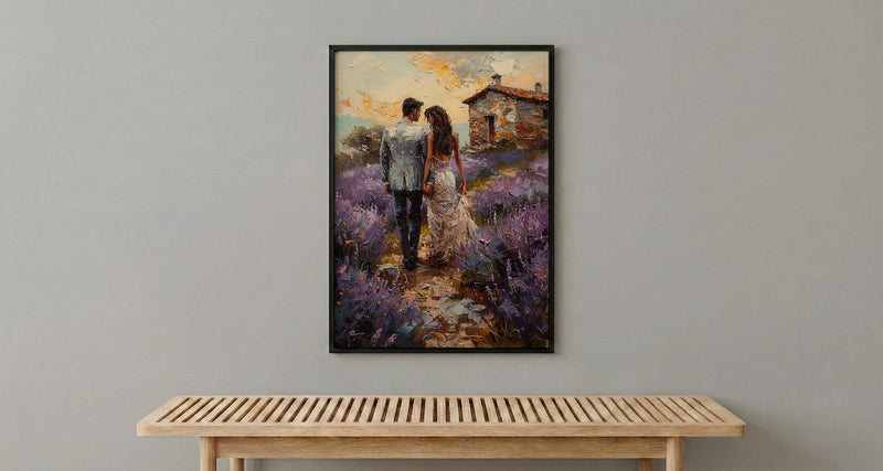 Provence Lavender Field Art, French Honeymoon - Anniversary Gift