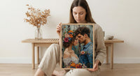 Nordic Midsummer Wedding Art, Boho Floral Decor - Newlywed Gift