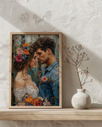 Nordic Midsummer Wedding Art, Boho Floral Decor - Newlywed Gift