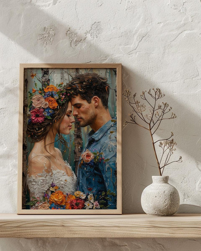 Nordic Midsummer Wedding Art, Boho Floral Decor - Newlywed Gift