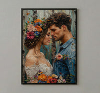 Nordic Midsummer Wedding Art, Boho Floral Decor - Newlywed Gift