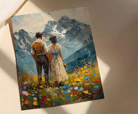 Alpine Mountain Wedding Art, Swiss Alps Decor - Honeymoon Gift