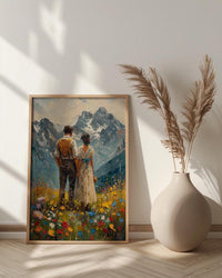 Alpine Mountain Wedding Art, Swiss Alps Decor - Honeymoon Gift