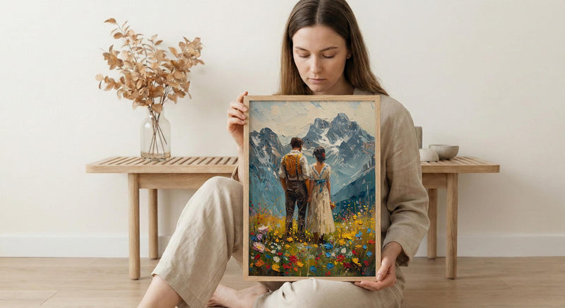 Alpine Mountain Wedding Art, Swiss Alps Decor - Honeymoon Gift