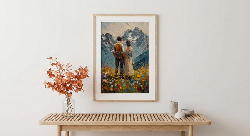 Alpine Mountain Wedding Art, Swiss Alps Decor - Honeymoon Gift