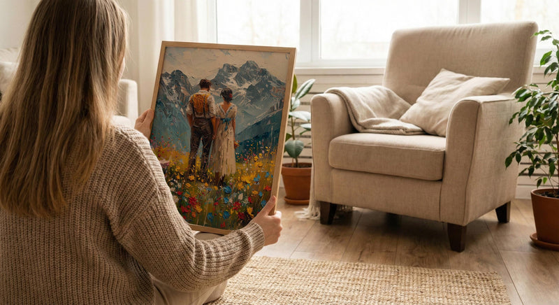 Alpine Mountain Wedding Art, Swiss Alps Decor - Honeymoon Gift