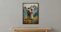 Alpine Mountain Wedding Art, Swiss Alps Decor - Honeymoon Gift