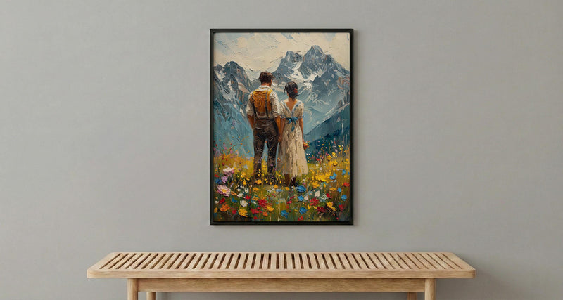 Alpine Mountain Wedding Art, Swiss Alps Decor - Honeymoon Gift