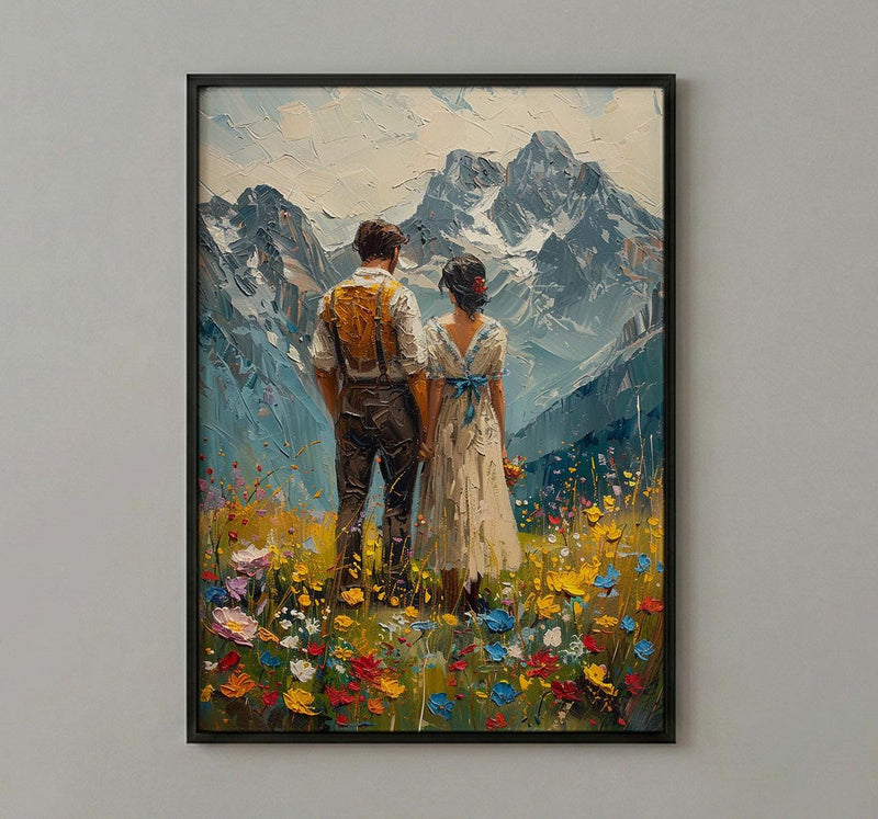 Alpine Mountain Wedding Art, Swiss Alps Decor - Honeymoon Gift