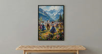 Bavarian Folk Dance Art, Alpine Village Decor - European Heritage Print