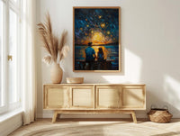 Watching Stars Wall Art, Father And Daughter Decor - Night Sky Landscape Print
