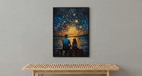 Watching Stars Wall Art, Father And Daughter Decor - Night Sky Landscape Print