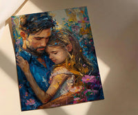 Comforting Child Poster, Father Support Decor - Emotional Family Wall Art