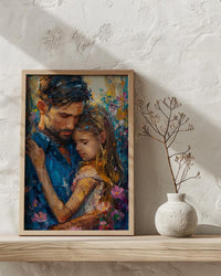Comforting Child Poster, Father Support Decor - Emotional Family Wall Art