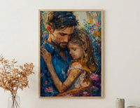 Comforting Child Poster, Father Support Decor - Emotional Family Wall Art