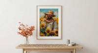 Sunflower Field Art Print, Father And Child Decor - Joyful Summer Poster