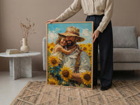 Sunflower Field Art Print, Father And Child Decor - Joyful Summer Poster